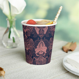 Pink and dark blue shapes patterns AI art  Pappbecher