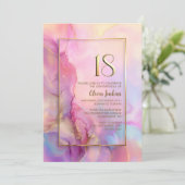 Pink and Gold 18th Birthday Party Einladung (Stehend Vorderseite)