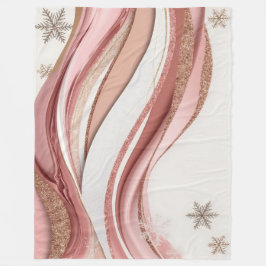 Pink and Gold Abstract Glitter Waves Blanket Fleecedecke