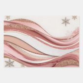 Pink and Gold Abstract Glitter Waves Wrapping Pape Geschenkpapier Set (Vorderseite 3)
