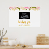 Pink And Gold Baby Shower Guest Book Sign Sonogram Poster (Küche)