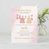 Pink and Gold Baby Shower Invitation (Stehend Vorderseite)
