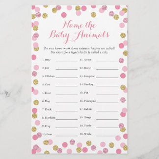 Pink and Gold Baby Showroom Baby Animal Name Game