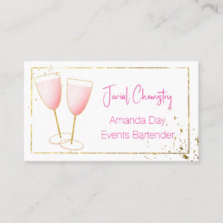 Pink and Gold Bartender-Barmaid Business Card Visitenkarte