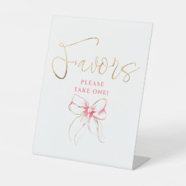 Pink and Gold Bow Bridal Shower Favors Sockelschild