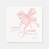 Pink and Gold Bow Chic Girl Baby Dusche Serviette (Vorderseite)
