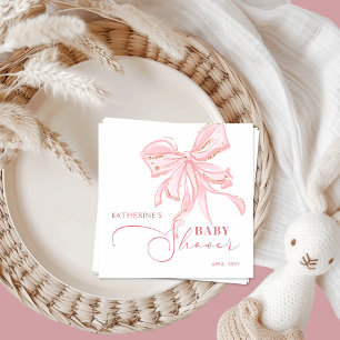 Pink and Gold Bow Chic Girl Baby Dusche Serviette