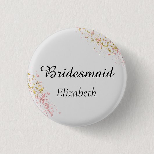 Pink and Gold Bridesmaid Button (Vorderseite)