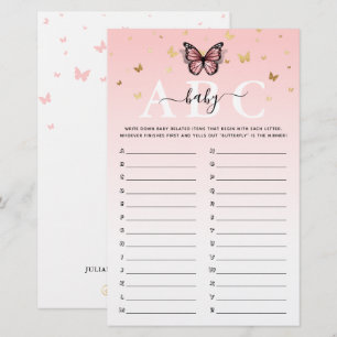 Pink and Gold Butterfly ABC Baby Showspiel