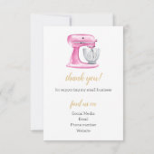 Pink and Gold Cake Bäckerei Flat Danke Karte (Rückseite)