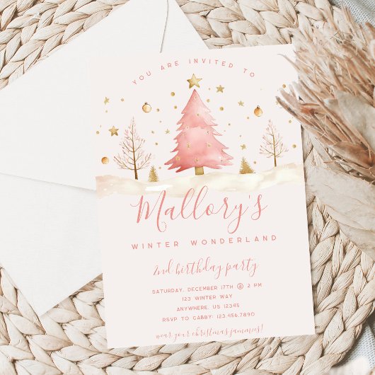 Pink and Gold Christmas Birthday Invitation  Einladung