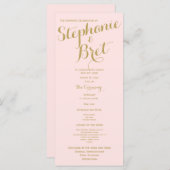 Pink and Gold Custom Wedding Program Programm (Vorne/Hinten)