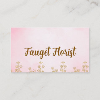 pink and gold cute watercolor floral business card visitenkarte