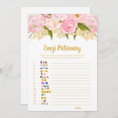 Pink and Gold Emoji Pictionary Baby Showspiele Einladung (Vorne/Hinten)