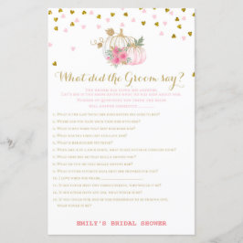 Pink and Gold Fall Brautparty Game, Pumpkin