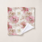 Pink and Gold Floral Bath Towel Modern Chic Gift Badhandtuch Set (Waschlappen)