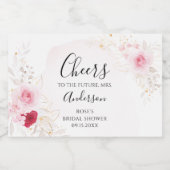 Pink and Gold Floral Bridal Shower  Schaumweinetikett (Einzelnes Label)