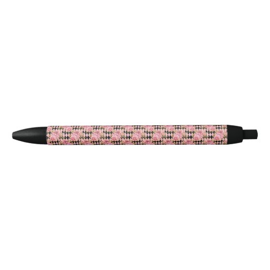 Pink and Gold Floral Pen Kugelschreiber (Vorderseite)