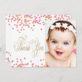 Pink and Gold Foto Girls Danke, Cards Dankeskarte (Vorne/Hinten)