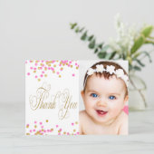 Pink and Gold Foto Girls Danke, Cards Dankeskarte (Stehend Vorderseite)