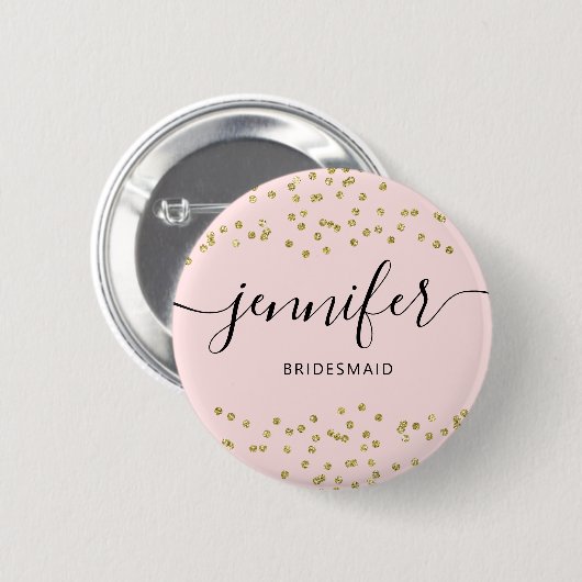 Pink and Gold Glitter bridesmaid Button (Vorne & Hinten)