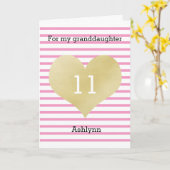 Pink and Gold Heart 11th Birthday Granddaughter Karte (Gelbe Blume)