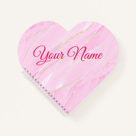 Pink and Gold Heart-Shaped Notizblock