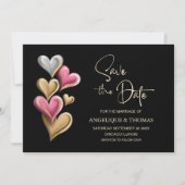 Pink and Gold Hearts Wedding Save the Date (Vorderseite)