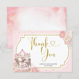 Pink and Gold Magical Carousel Danke Karte