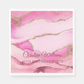 Pink and Gold Marble Birthday Party Serviette (Vorderseite)