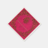 Pink and Gold Peacock Indian Wedkin Napkin Serviette (Ecke)