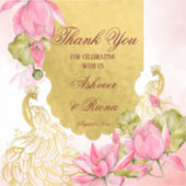 Pink and gold peacock lotus Indian wedding  Aufkleber (Vorderseite)