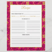 Pink and Gold Poinsettia Flowers Recipe Page Flyer (Vorne)