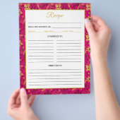 Pink and Gold Poinsettia Flowers Recipe Page Flyer (Hand)