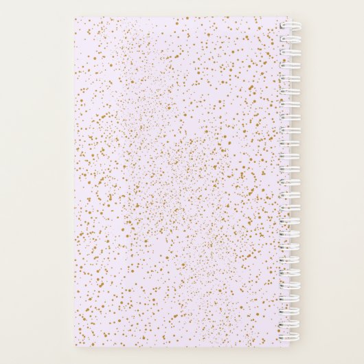 Pink and Gold Splatter Notebook Planer (Rückseite)