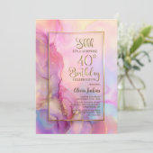 Pink and Gold Surprise 40th Birthday Party Einladung (Stehend Vorderseite)