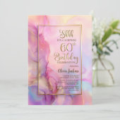 Pink and Gold Surprise 60th Birthday Party Einladung (Stehend Vorderseite)