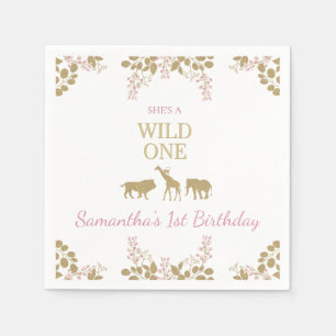 Pink and Gold Wild One 1. Geburtstagsparty für M Serviette