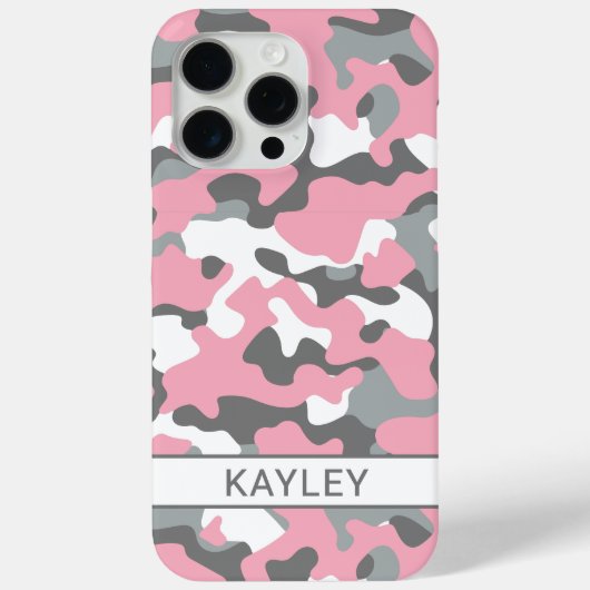Pink and Gray Camouflage Personalized Case-Mate iPhone Hülle (Rückseite)