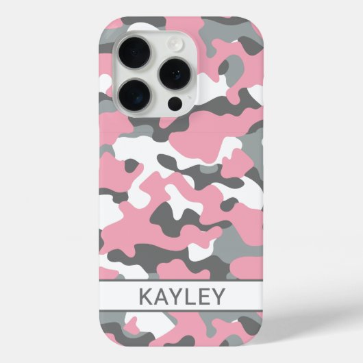 Pink and Gray Camouflage Personalized Case-Mate iPhone Hülle (Rückseite)