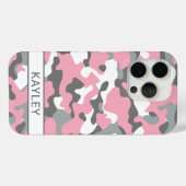 Pink and Gray Camouflage Personalized Case-Mate iPhone Hülle (Rückseite (Horizontal))