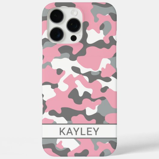 Pink and Gray Camouflage Personalized Case-Mate iPhone Hülle (Rückseite)