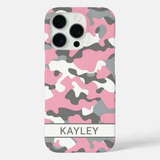 Pink and Gray Camouflage Personalized Case-Mate iPhone Hülle (Rückseite)