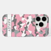 Pink and Gray Camouflage Personalized Case-Mate iPhone Hülle (Rückseite (Horizontal))