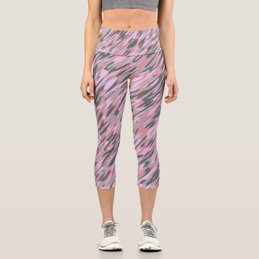 pink and gray green camo abstract capri leggings (Vorderseite)