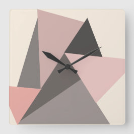 Pink and Gray Mid-century Modern Geometric   Quadratische Wanduhr