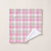 Pink and Gray Plaid Towel Set (Waschlappen)
