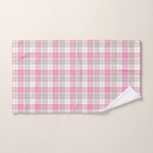 Pink and Gray Plaid Towel Set (Handtuch)