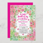 Pink and Green Baby Shower Invitation Einladung (Vorne/Hinten)