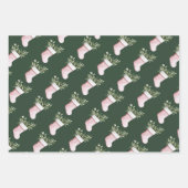 Pink and Green Brushstroke Christmas Flat Wrapping Geschenkpapier Set (Vorderseite 2)